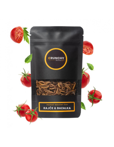 Crunchy Worms pražení červíci s příchutí RAJČE & BAZALKA 20 g