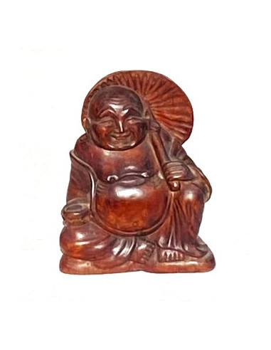 Hotei 20 cm (smějící se, veselý, šťastný, happy Buddha) - dřevěná soška