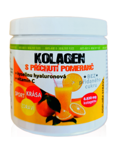 Kolagen s příchutí POMERANČ + Kyselina Hyaluronová + vitamín C 140g